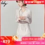 Lily2019 mùa thu mới của phụ nữ phong cách Pháp in khí eo cô gái khí chất váy dài tay 7936 - Váy eo cao đầm thắt eo