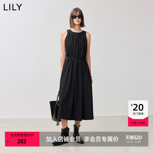 LILY新款时髦简约时光小黑裙