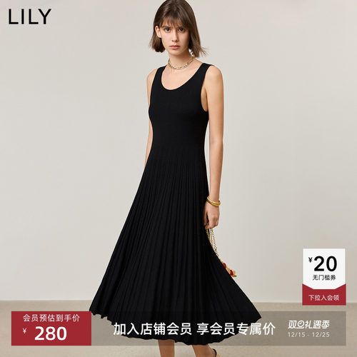 LILY气质修身收腰吊带连衣裙