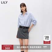 衬衫 LILY2026春新款 纯棉简约翻领条纹宽松休闲通勤浅色长袖 外套女