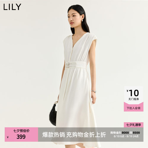 LILY通勤收腰法式简约长裙连衣裙
