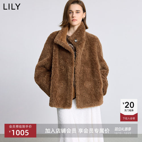 LILY立领通勤两面穿毛绒翻领外套