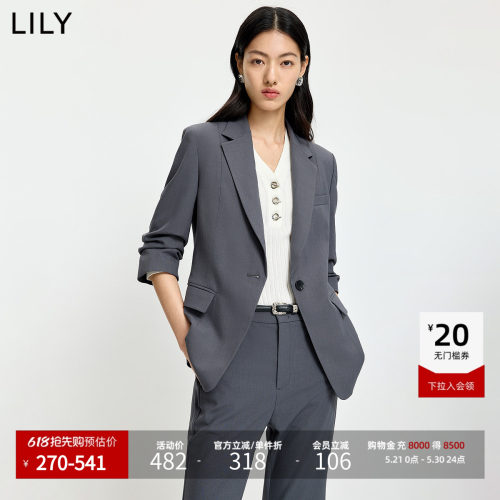 LILY通勤收腰廓形格雷系西装外套
