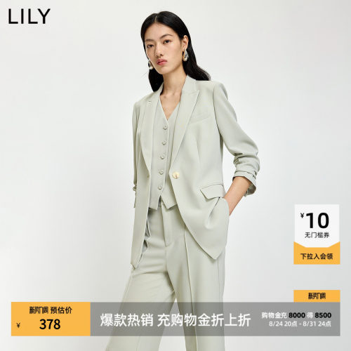 LILY通勤收腰长袖浅色简约西装