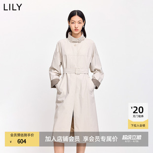 复古经典 小高领腰带收腰宽松休闲通勤风衣外套 女装 LILY2026春新款