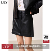 简约百搭黑色小A字半身裙女皮裙 女装 商场同款 LILY2025春新款