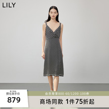 【商场同款】LILY2023夏新款女装复古时尚印花性感长款吊带连衣裙