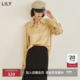 商场同款 LILY夏新款 女装 气质通勤垂坠感光泽感醋酸衬衫 女