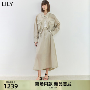 LILY2024夏新款 女装 商场同款 设计感休闲两件套短外套连衣裙女