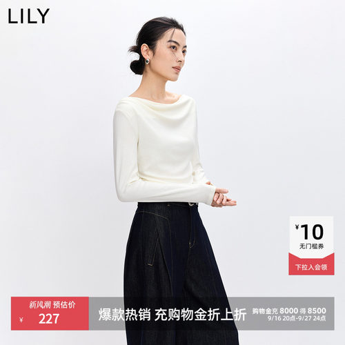 LILY通勤莱赛尔长袖女装T恤