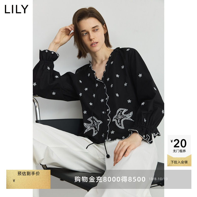 LILY设计感波西米亚棉麻套头衫
