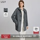 LILY2025冬新款 女装 羊毛桑蚕丝羊驼毛连帽毛领双面呢大衣毛呢外套