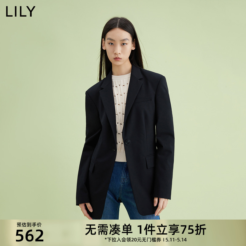 【商场同款】LILY新款女装质感羊毛时尚通勤一粒扣西装外套职场 女装/女士精品 西装 原图主图