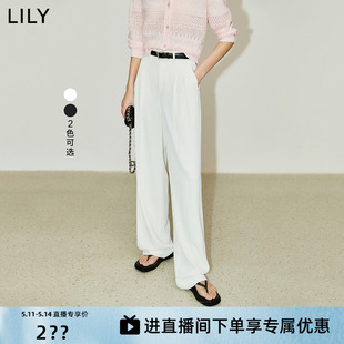 LILY2024夏新款 通勤空气垂感轻薄高腰直筒舒适休闲裤 凉凉裤 女