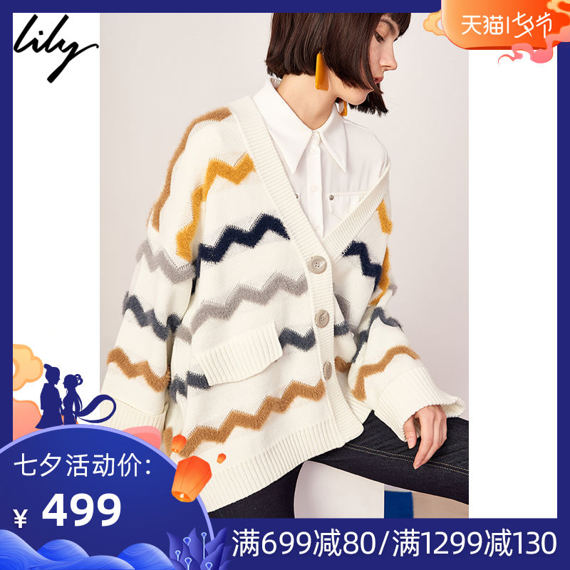 Lily2019´ºÇïпîÅ®×°OLÌõÎÆ¿íËÉÂä¼çÐäVÁìµ¥ÅÅ¿ÛÕëÖ¯¿ªÉÀ3920