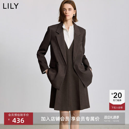 LILY通勤斜纹复古新款西装外套