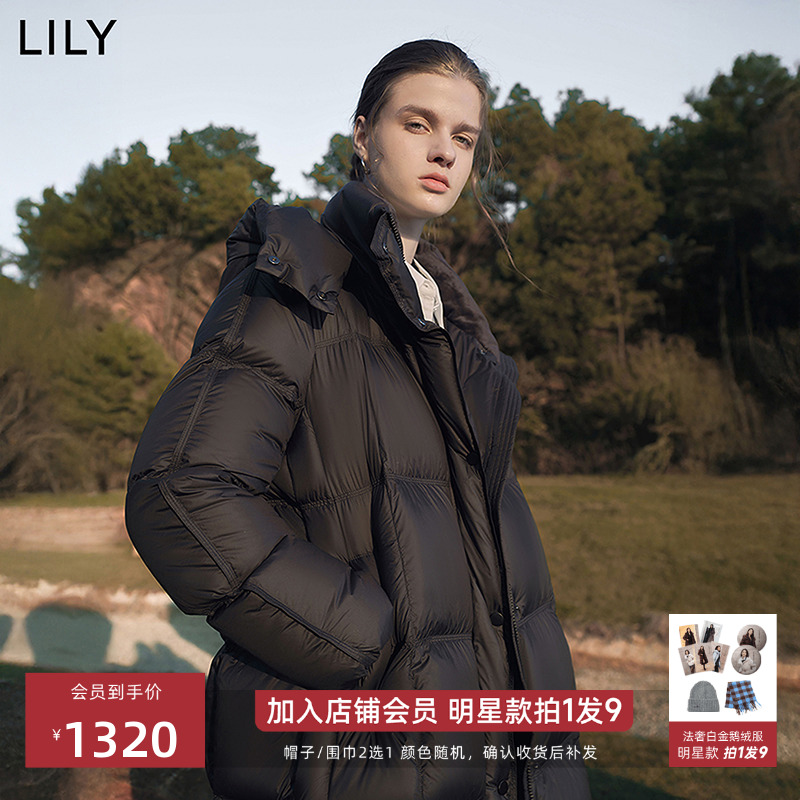 LILY中长款鹅绒新款泡芙羽绒服