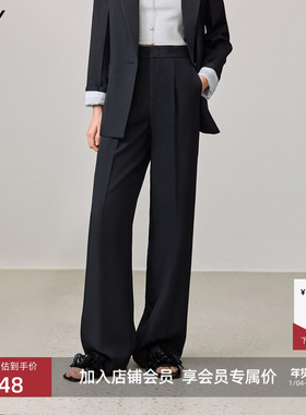 LILY黑色零压休闲西装裤2025新款宽松垂感通勤高级感直筒女长裤子