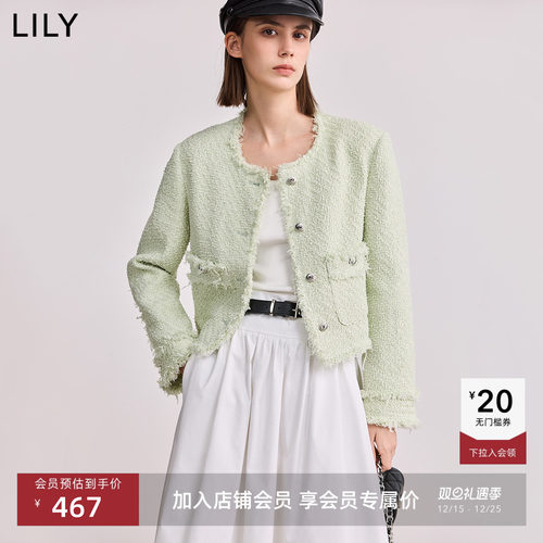 LILY短款小香风粗花呢外套