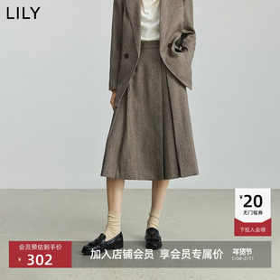 菁英系列LILY2025新款女装复古老钱风休闲通勤高腰A字裙半身裙
