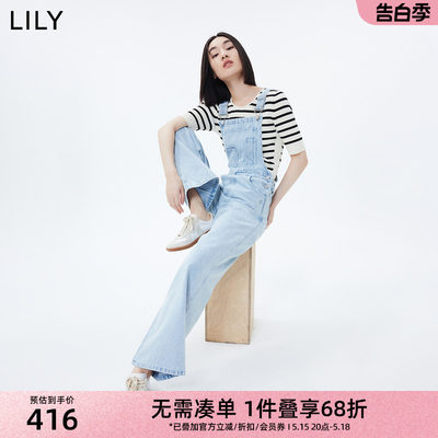 Lily新款全棉复古校园背带牛仔裤