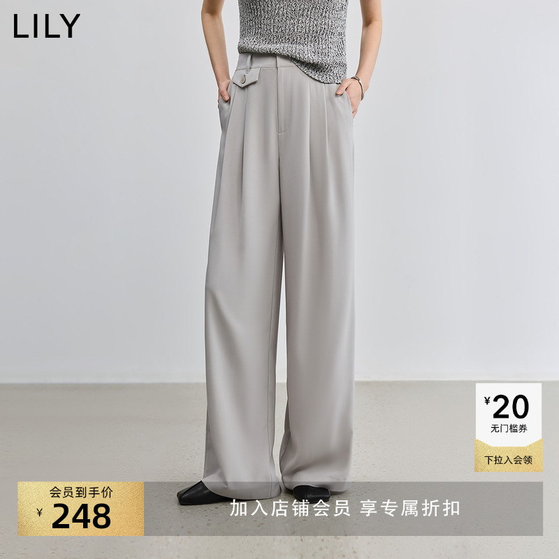LILY通勤百搭弹力休闲阔腿裤