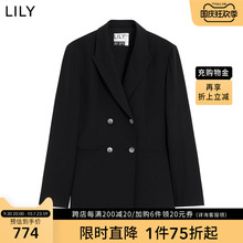 女装 LILY2022秋新款 复古双排扣通勤修身 长袖 外套 西装 商场同款