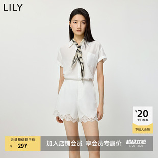 女小衫 雪纺衫 莱赛尔亚麻简约翻领休闲通勤白色短袖 LILY2026夏新款