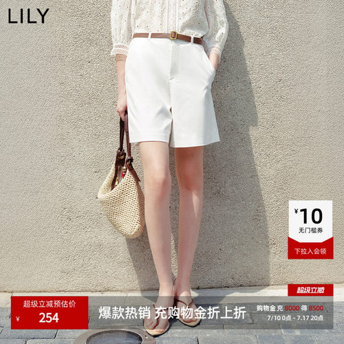 LILY通勤百搭纯色简约直筒短裤
