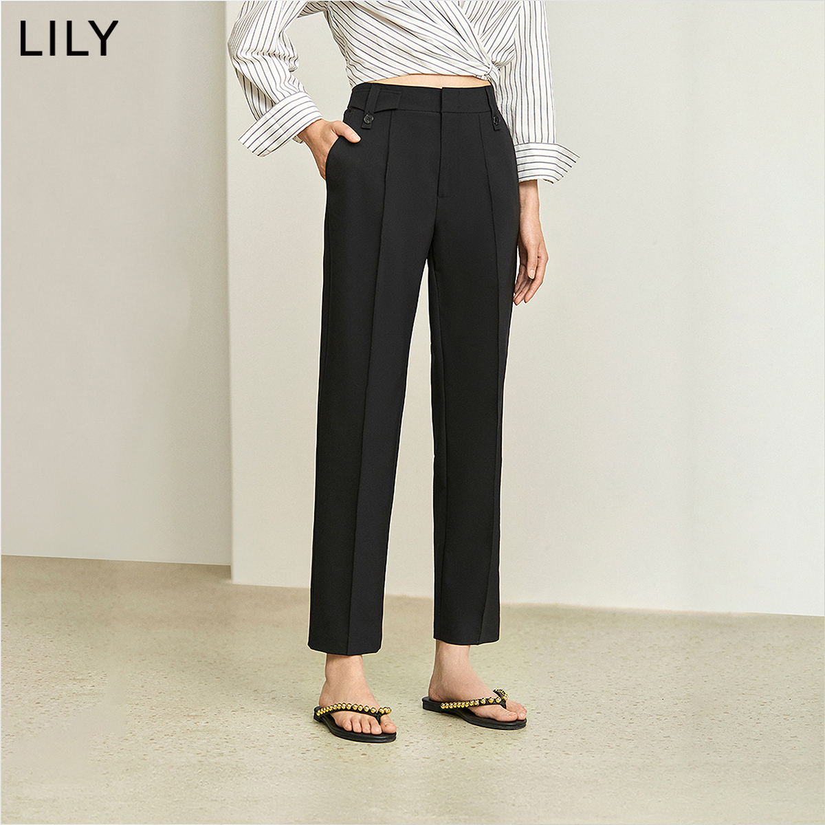 LILY职场通勤百搭显瘦高腰休闲裤
