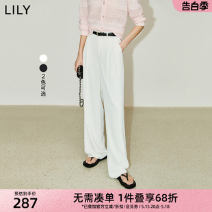 凉凉裤 LILY2024夏新款 通勤空气垂感轻薄高腰直筒舒适休闲裤 女