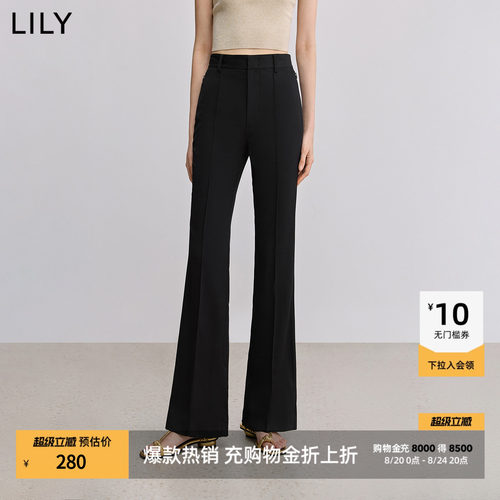 LILY夏高腰修身显瘦微喇裤