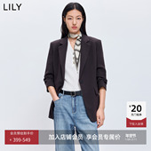 LILY2026春秋新薄款 复古老钱风收腰小个子气质通勤黑色西装 外套女