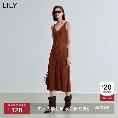 LILY收腰无袖修身复古吊带连衣裙
