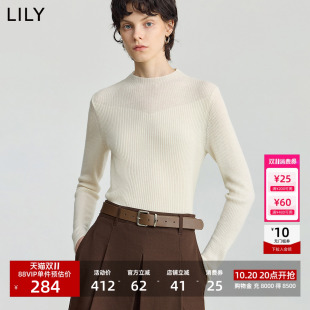 李沁代言LILY羊毛2026冬新款女装半高领修身针织衫毛衣打底衫