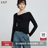 女装 羊毛混纺设计感纽结修身 通勤套头针织衫 LILY2025冬新款 打底衫