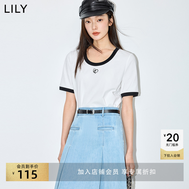 LILY索罗娜百搭撞色简约新款T恤