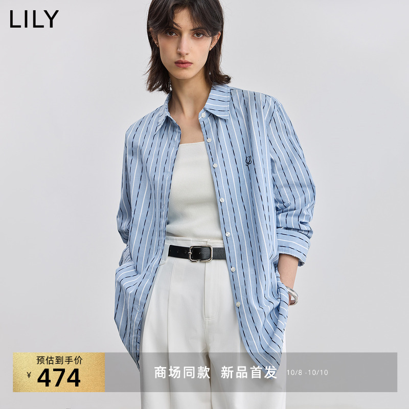 LILY撞色新款女装外套衬衫