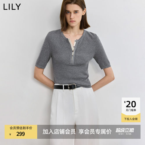 LILY学院风短袖通勤套头针织衫