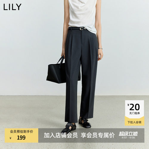 LILY通勤经典格雷系小脚西装裤