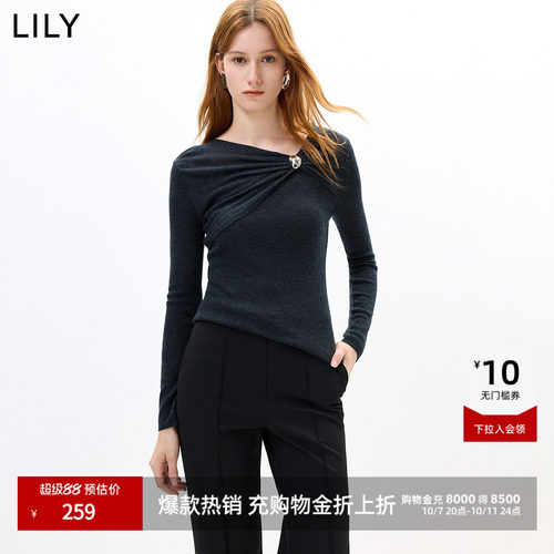 LILY通勤设计感扭结长袖针织衫