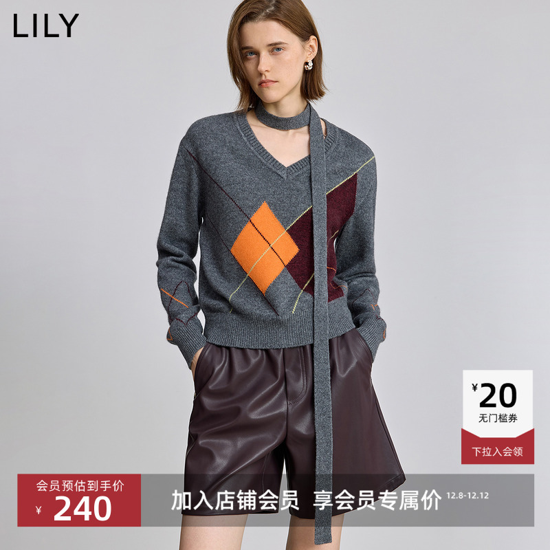 LILY羊毛混纺格雷系新款针织衫