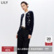 LILY2026春新款 羊毛混纺复古撞色上毛衣圆领气质针织开衫 女薄外套