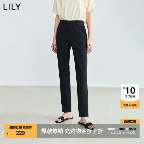 LILY通勤显瘦铅笔高腰百搭小黑裤