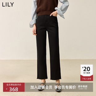 女装 加厚直筒裤 经典 小脚黑色牛仔裤 百搭通勤九分裤 LILY2025冬新款