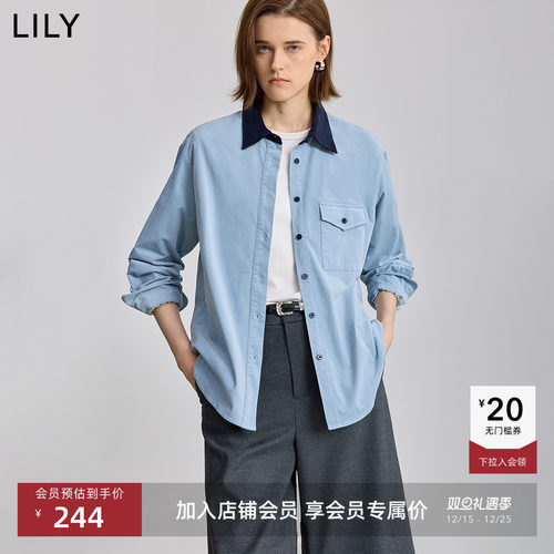 LILY撞色翻领灯芯绒工装外套