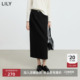 LILY2025冬新款 含羊毛弹力显瘦气质职业通勤黑色直筒裙半身裙 女装