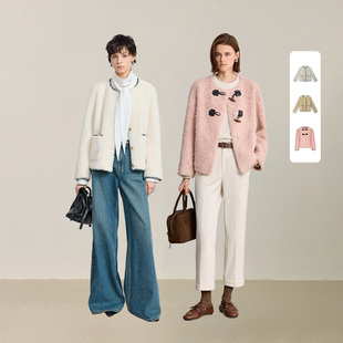 法式 LILY短款 小香风咖啡粉色毛绒外套 所有女生直播间