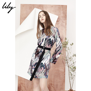 189元包邮  Lily 118110C7668女士撞色长袖连衣裙