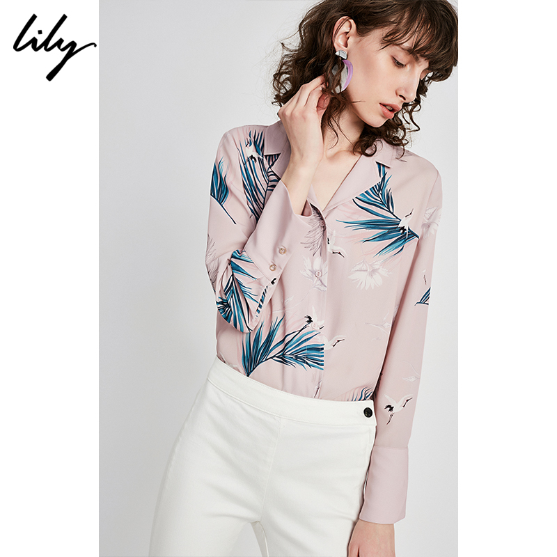 Lily2018ÇïпîÅ®×° dz·ÛÏɺ×Ó¡»¨¿íËÉֱͲÎ÷×°Á쳤Ðä³ÄÉÀ